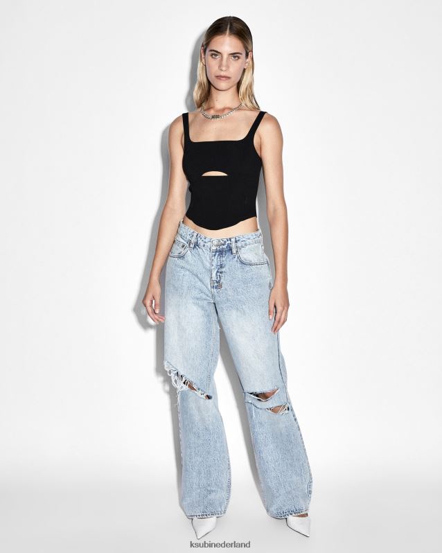 Ksubi vrouwelijk low rider-karma vernield XT0TV145 kleding blauw