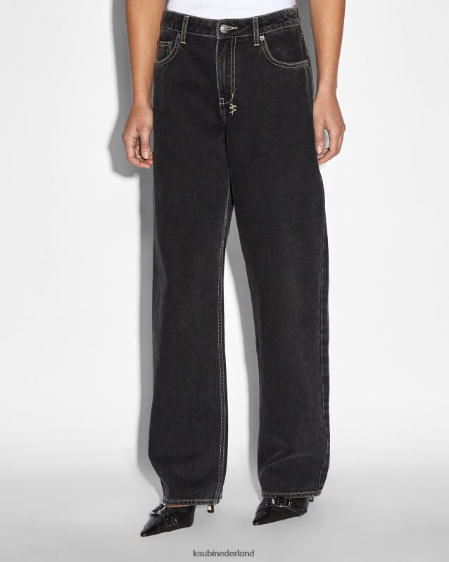 Ksubi vrouwelijk low rider spookte XT0TV37 kleding vervaagd zwart