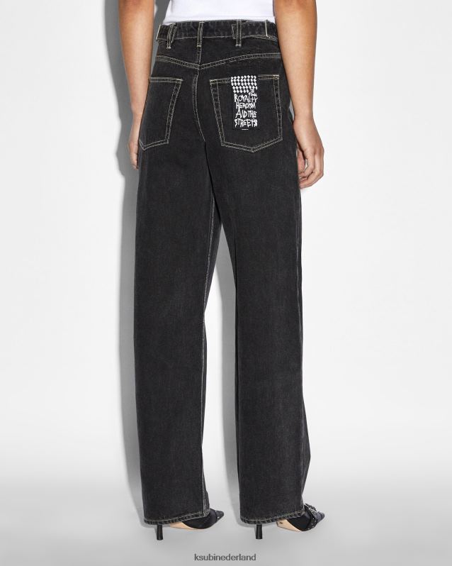 Ksubi vrouwelijk low rider spookte XT0TV37 kleding vervaagd zwart