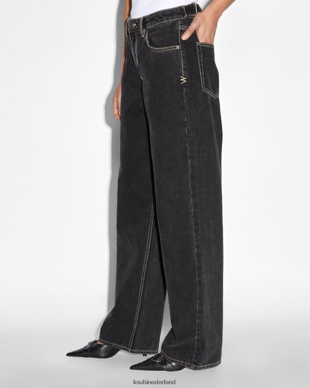 Ksubi vrouwelijk low rider spookte XT0TV37 kleding vervaagd zwart