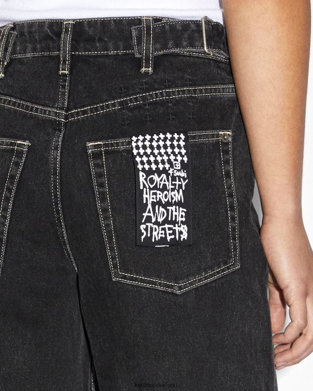 Ksubi vrouwelijk low rider spookte XT0TV37 kleding vervaagd zwart