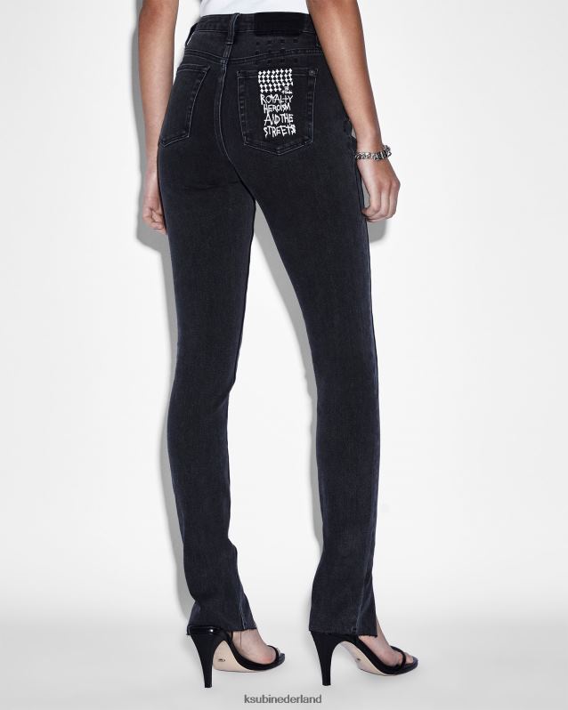 Ksubi vrouwelijk spray op xtra onyx paneel XT0TV156 kleding zwart