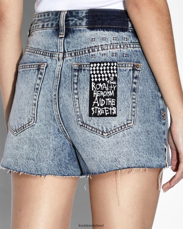 Ksubi vrouwelijk Rise n Hi shorts hebben reparatie XT0TV146 kleding blauw