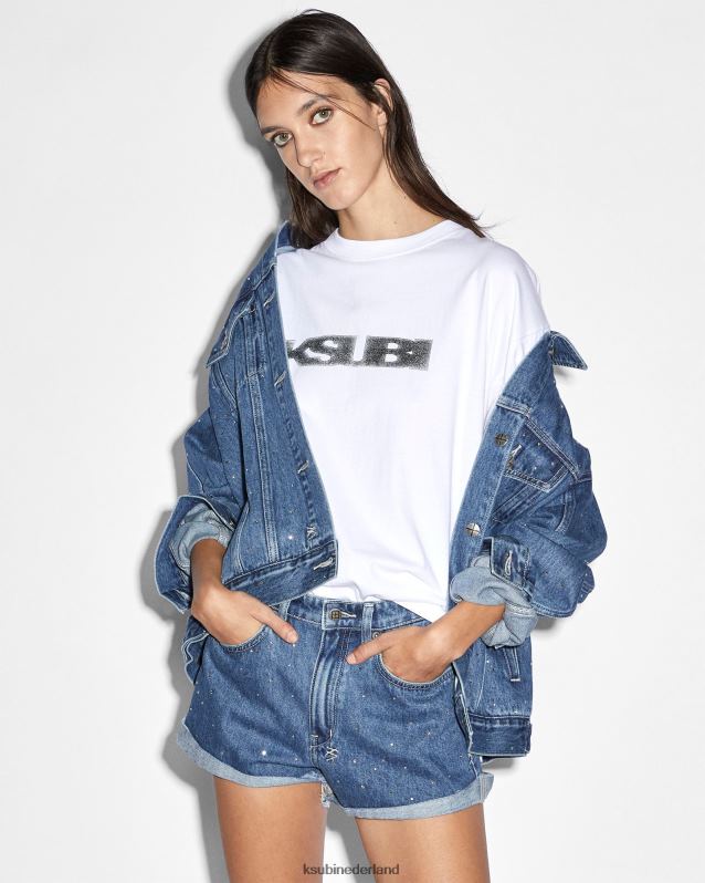 Ksubi vrouwelijk korte token kristal uitrollen XT0TV73 kleding midden blauw