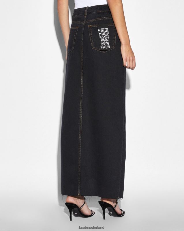 Ksubi vrouwelijk kara maxi rokhoogte XT0TV95 kleding zwart gewassen