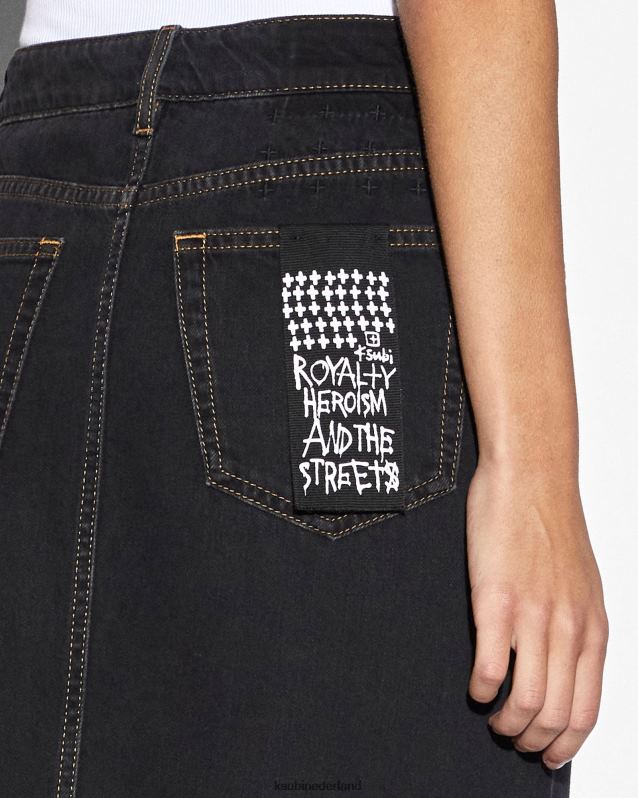 Ksubi vrouwelijk kara maxi rokhoogte XT0TV95 kleding zwart gewassen