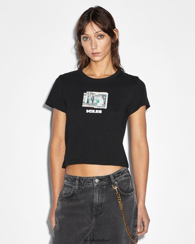 Ksubi vrouwelijk papieren mini-ss-T-shirt XT0TV45 kleding zwart