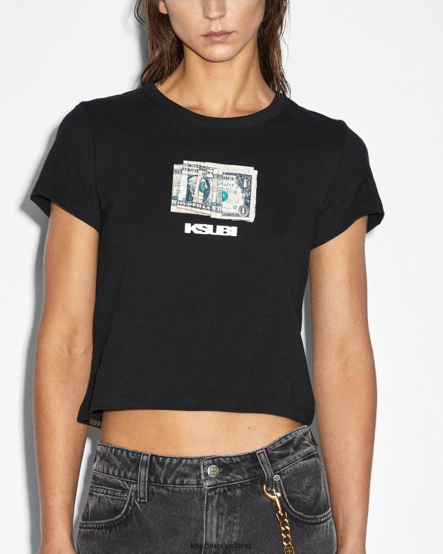 Ksubi vrouwelijk papieren mini-ss-T-shirt XT0TV45 kleding zwart