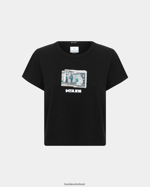Ksubi vrouwelijk papieren mini-ss-T-shirt XT0TV45 kleding zwart