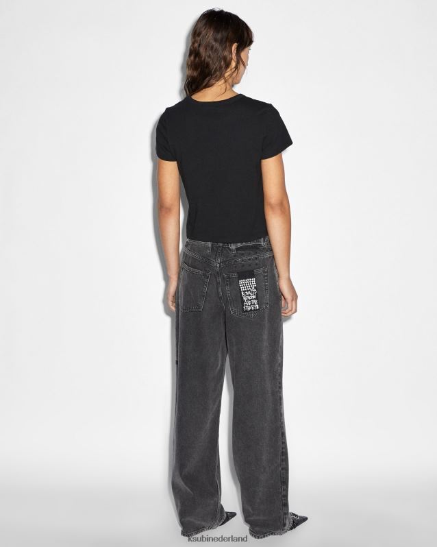 Ksubi vrouwelijk papieren mini-ss-T-shirt XT0TV45 kleding zwart