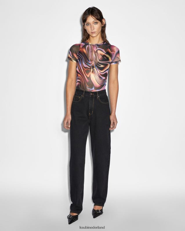 Ksubi vrouwelijk visions mesh ss-t-shirt XT0TV76 kleding meerdere afdrukken