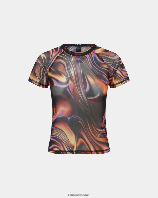 Ksubi vrouwelijk visions mesh ss-t-shirt XT0TV76 kleding meerdere afdrukken